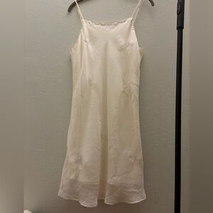 Elegant Vintage Cream Silver Embroidered Slip Dress